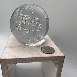 Vintage Paperweight Sp San Pacific International Art Glass Controlled Bubbles